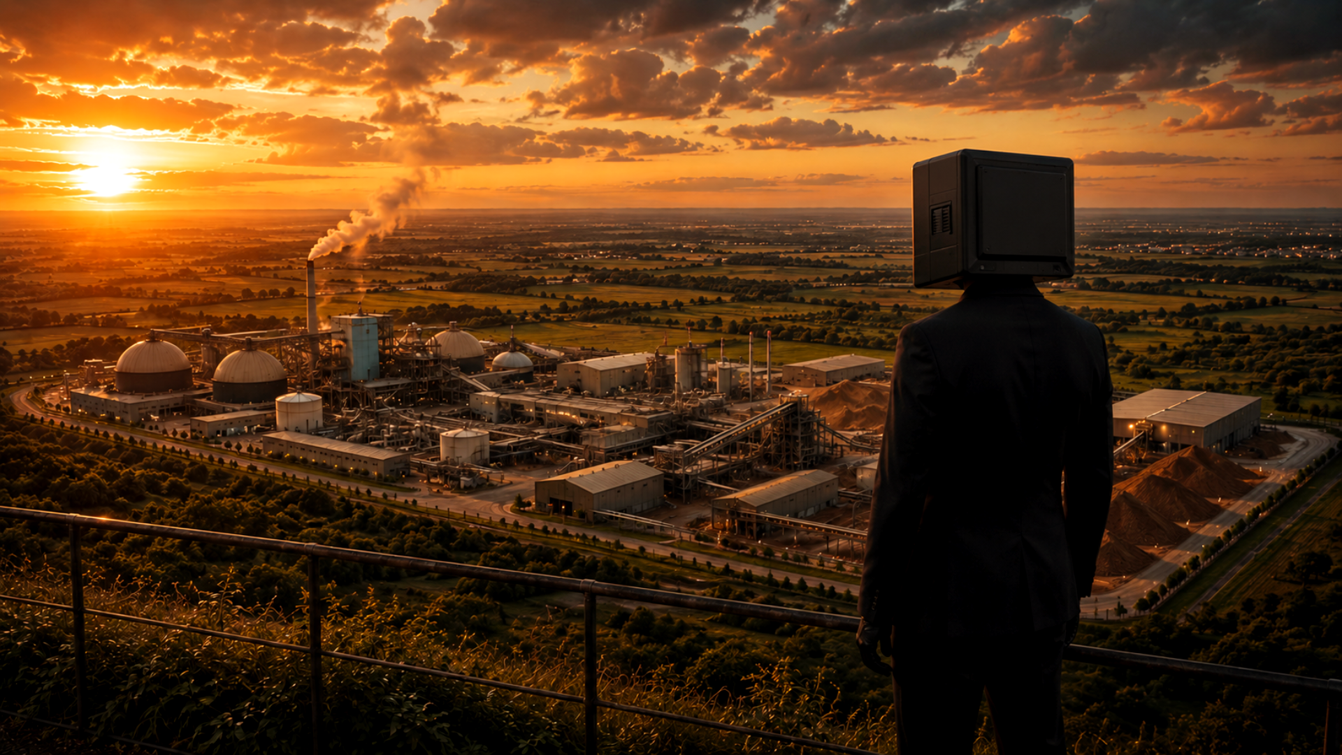 Zero Way bioenergy plant at golden hour